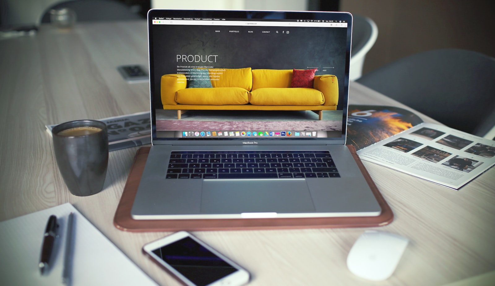 Online store product listing displayed on a laptop screen